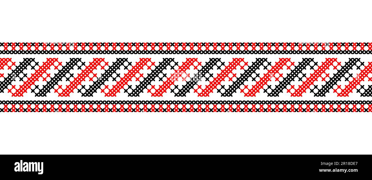 Ukrainian vyshyvanka vector pattern ornament border. Embroidery pattern Stock Vector