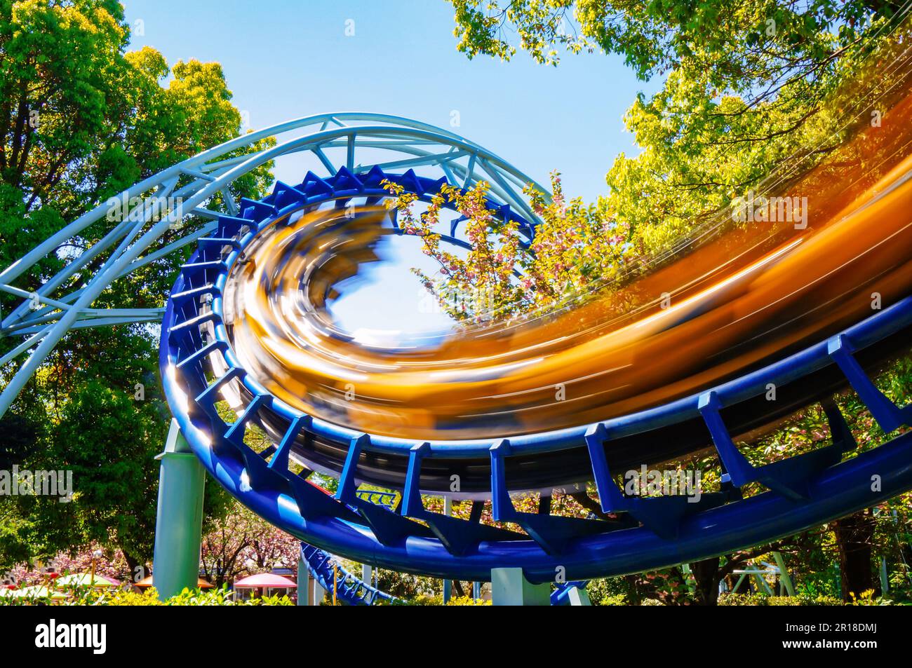 Amusement park roller coaster Stock Photo - Alamy