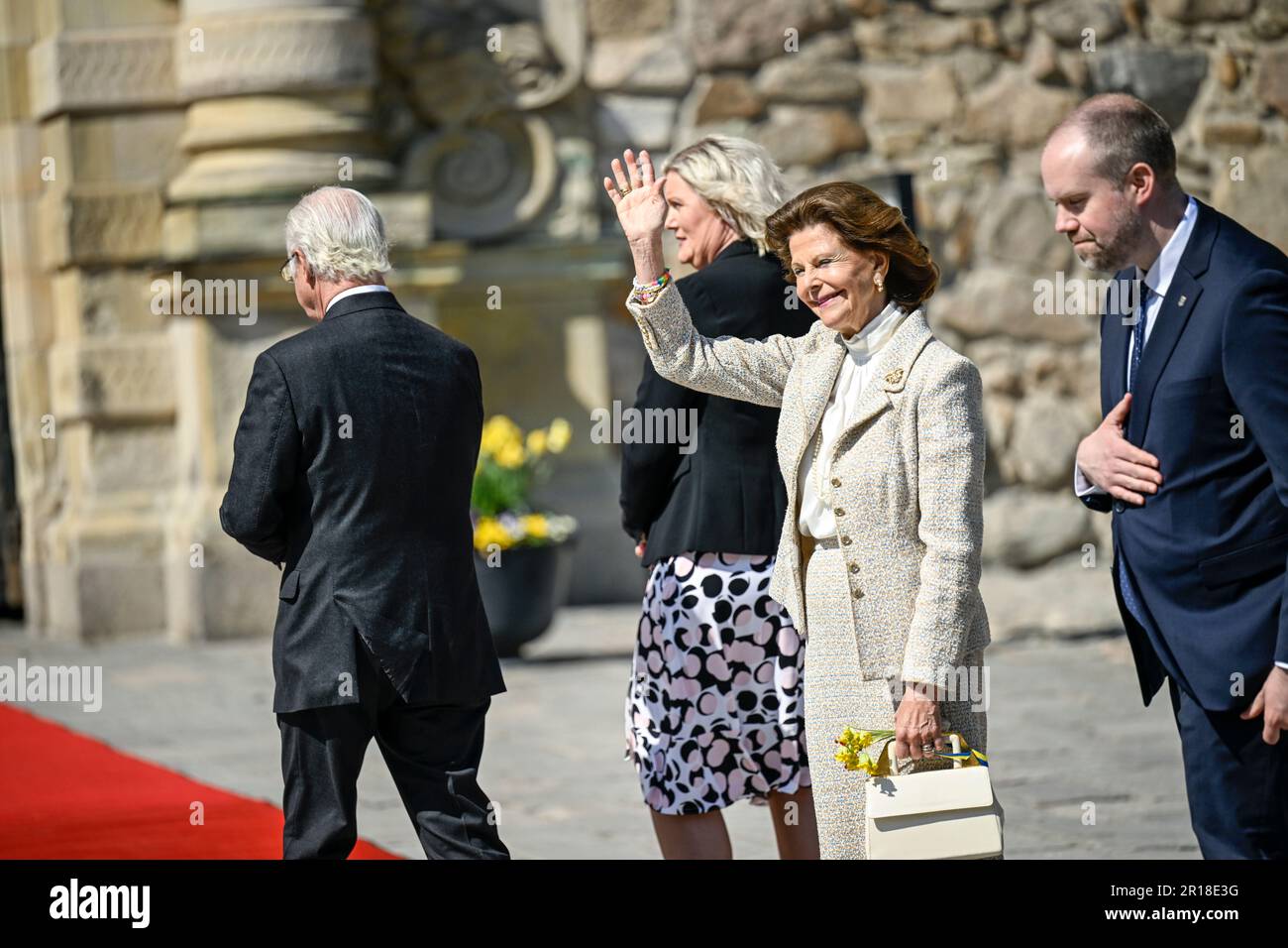 ÖREBRO 20230512Queen Silvia and King Carl Gustaf arrive together with ...
