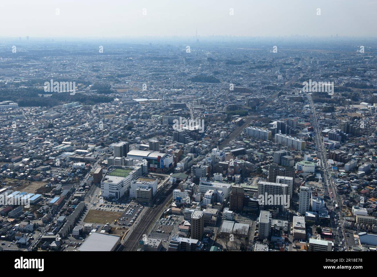 Minami Kashiwa station aerial shot from the Northeast Skytree area Stock Photo