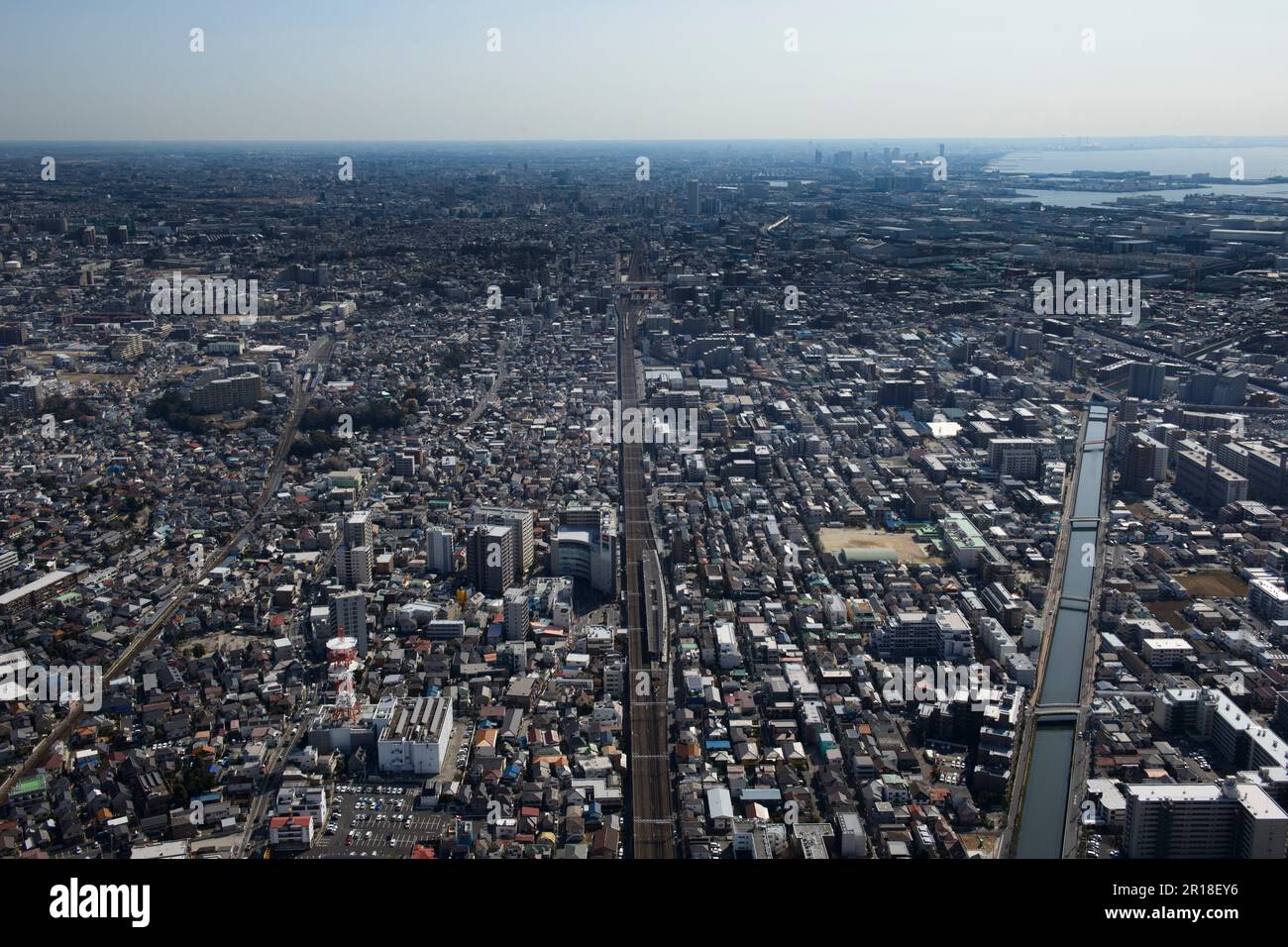 Shimousa Nakayama station aerial shot from the northeast side towards
