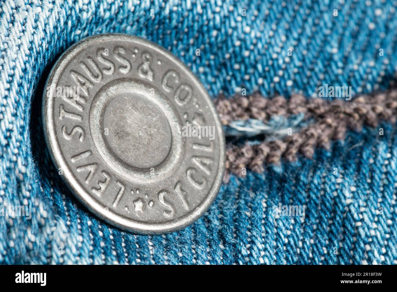 Levi's jeans button close up detail Stock Photo