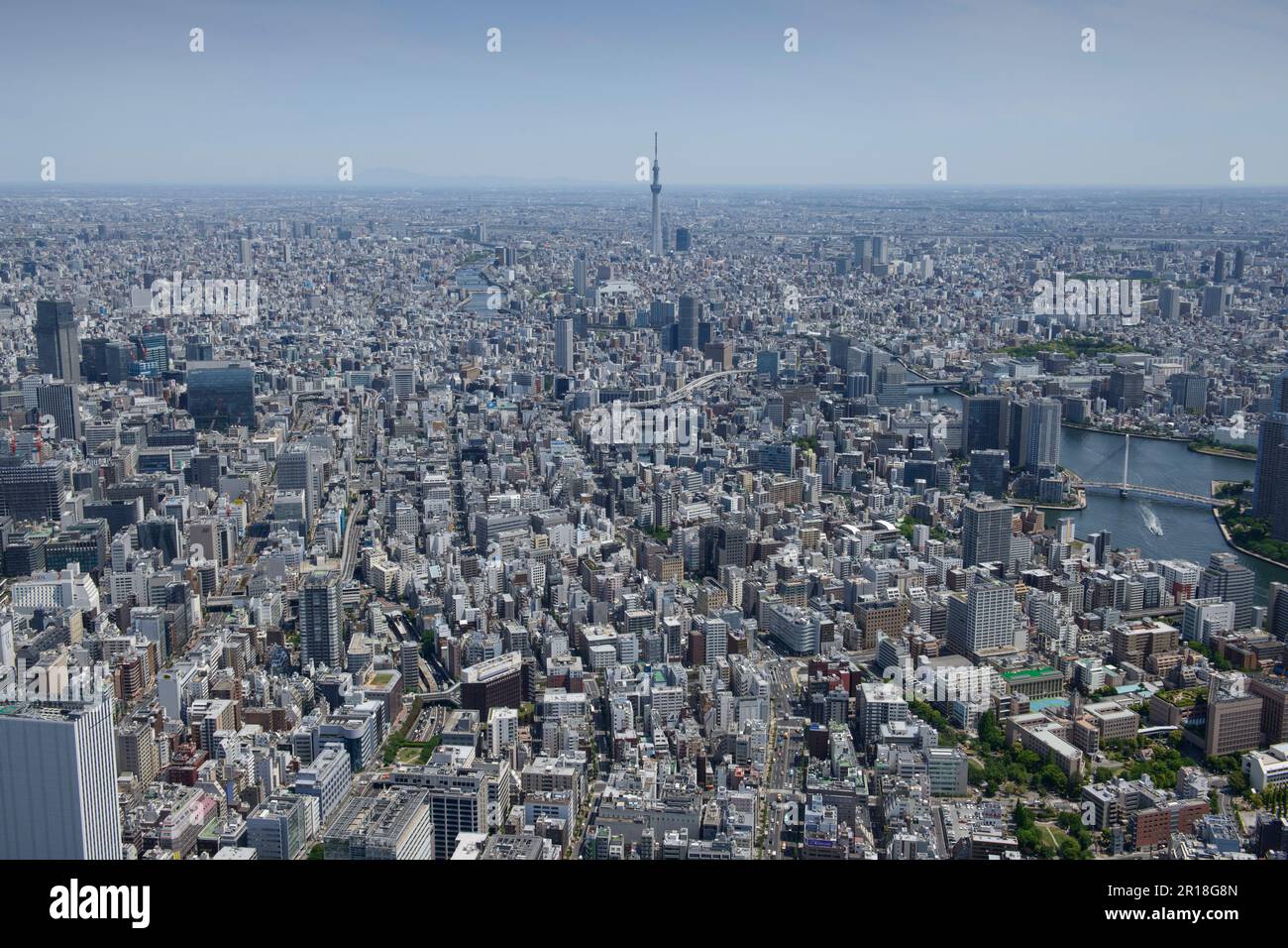 Shintomicho station aerial shot view from the southwest side towards