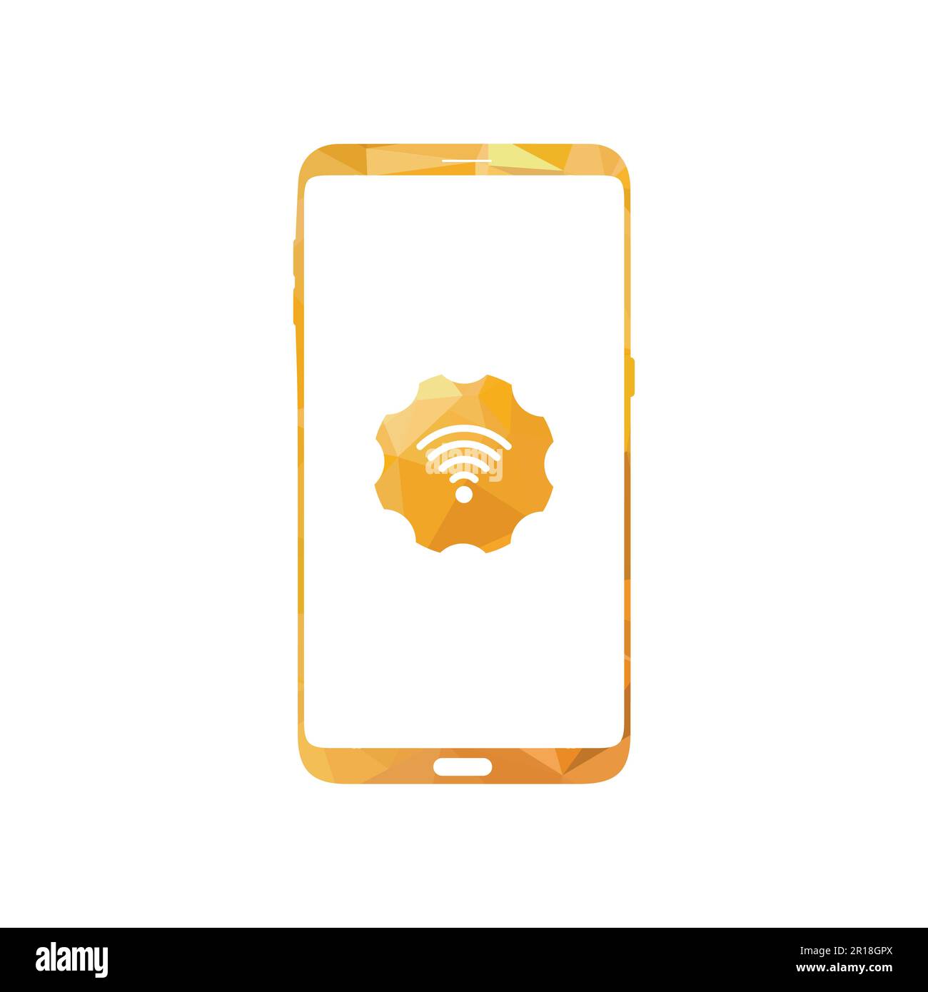 Smart phone logo design mobile vector illustration with wi fi setting