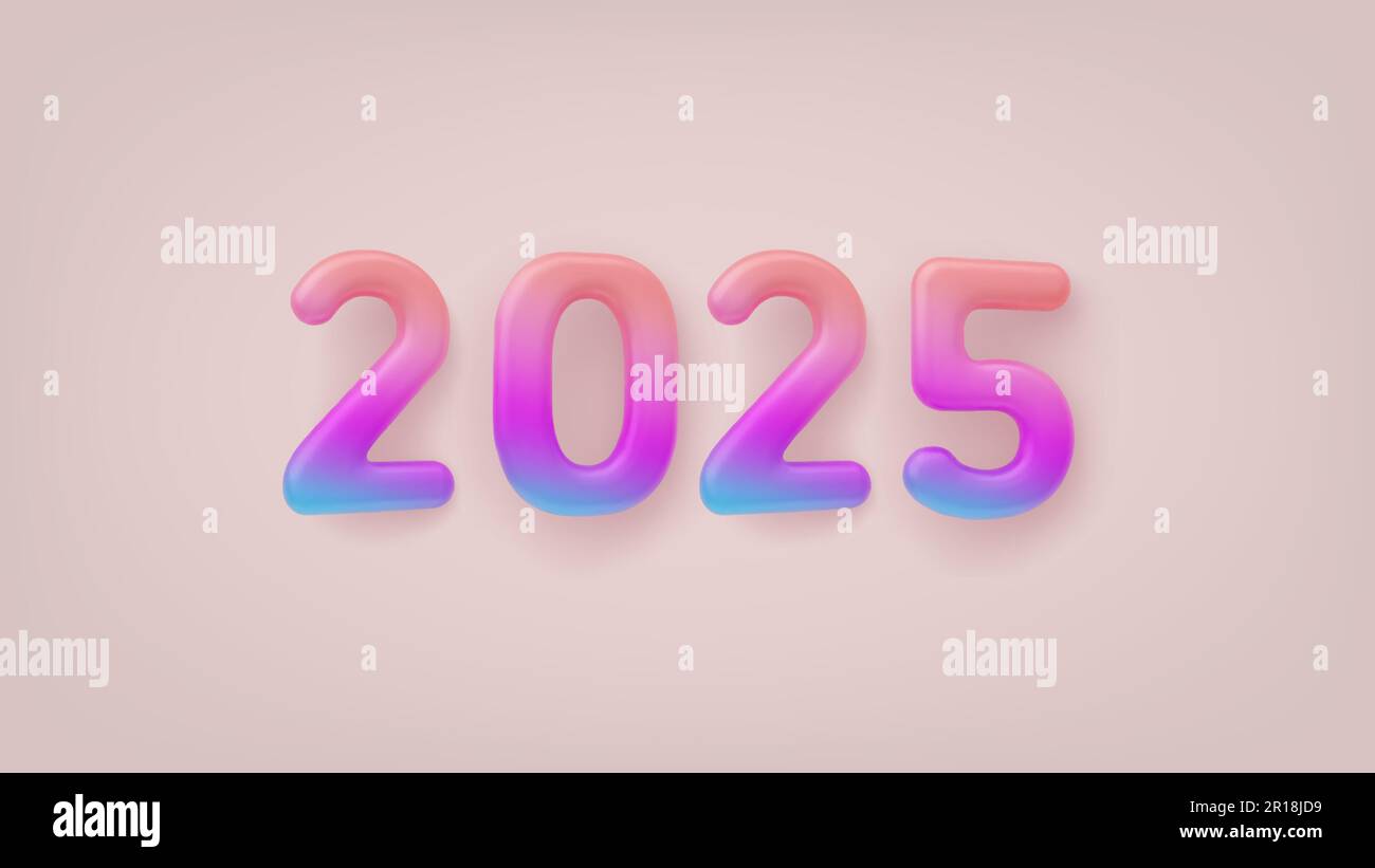 3D Colorful Gradient sign 2025 on a light background Stock Vector