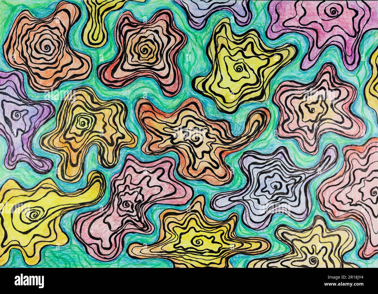 Abstract Surrounding Abstract swirl of organic shapes. The dabbing technique near the edges ...
