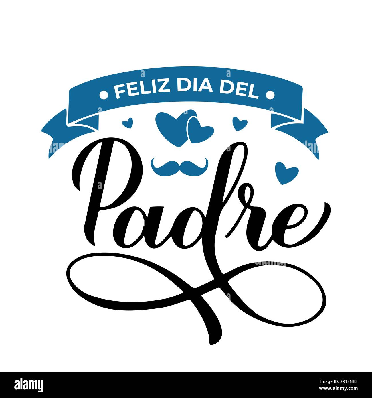 Feliz Dia del Padre calligraphy lettering isolated on white. Happy Fathers Day in Spanish. Vector template for poster, banner, greeting card, flyer, p Stock Vector
