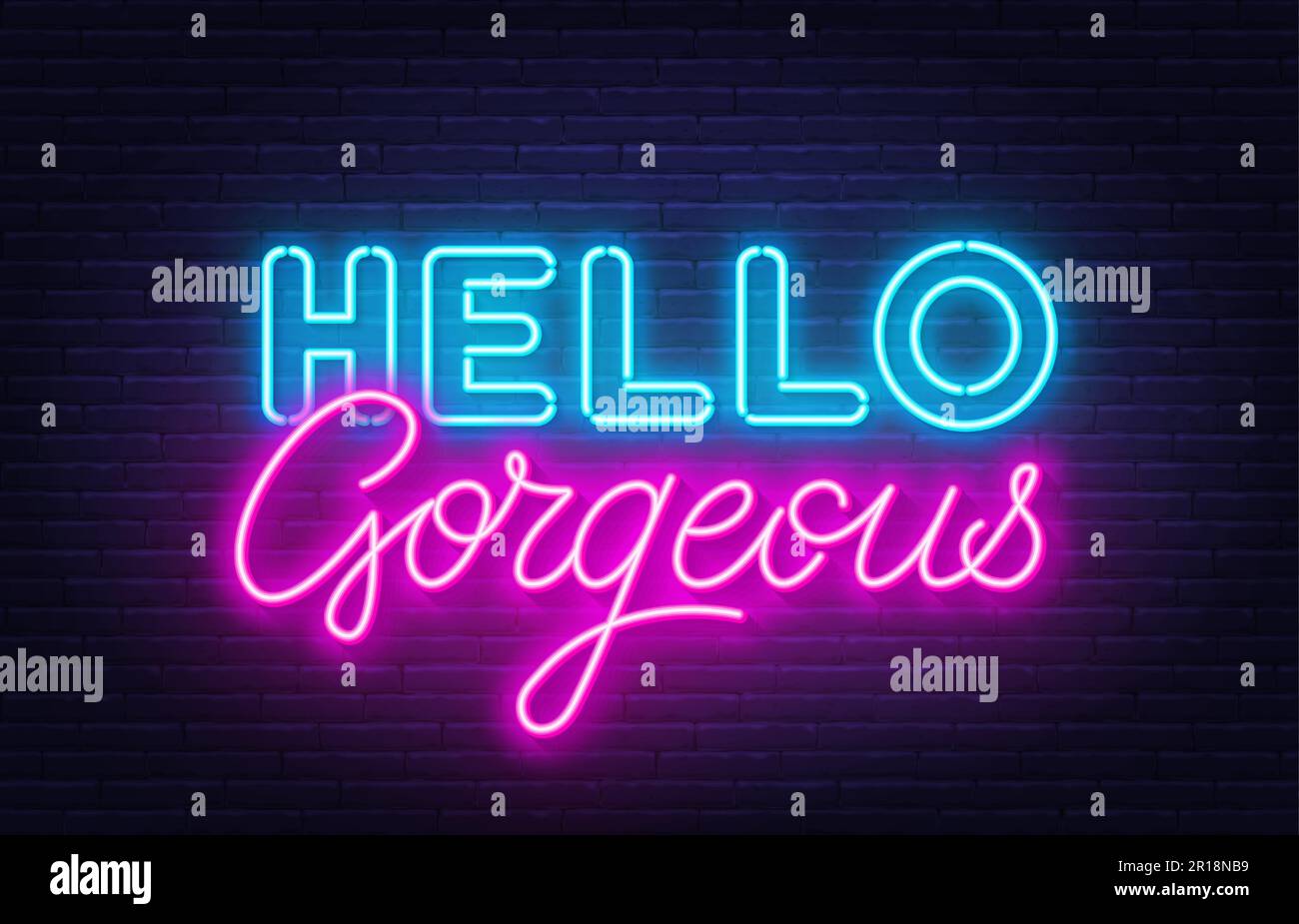 Hello neon quote on brick wall background Stock Vector Image & Art Alamy