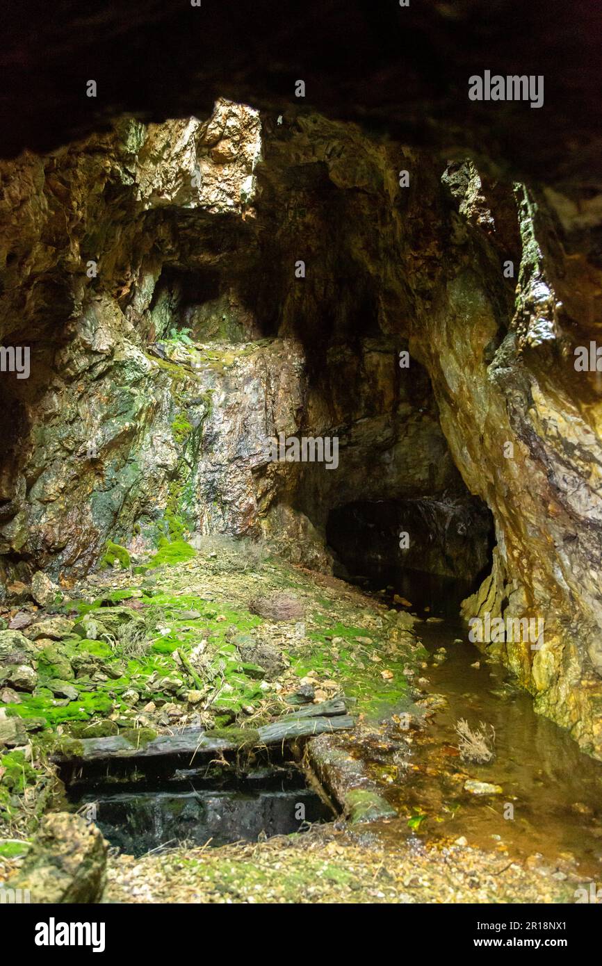 Inside Mine shaft at Cefn Coch Gwynedd, Wales Stock Photo