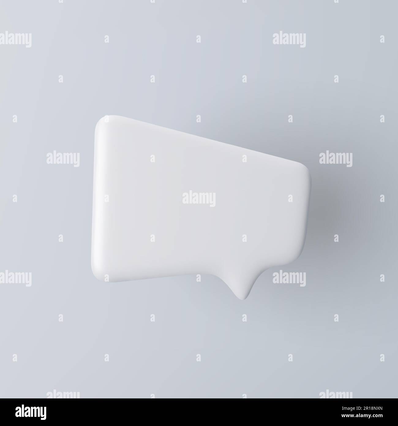 3D white speech bubble icon on a grey background. Stock Vector