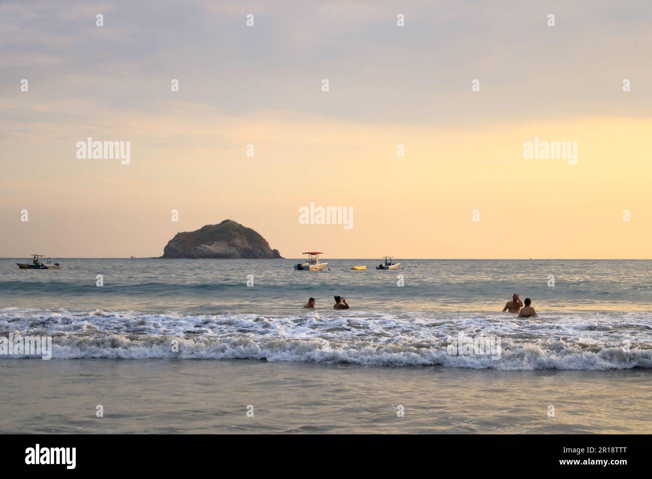 March 4 2023 Manuel Antonio, Quepos in Costa Rica People on a beach in Manuel Antonio village