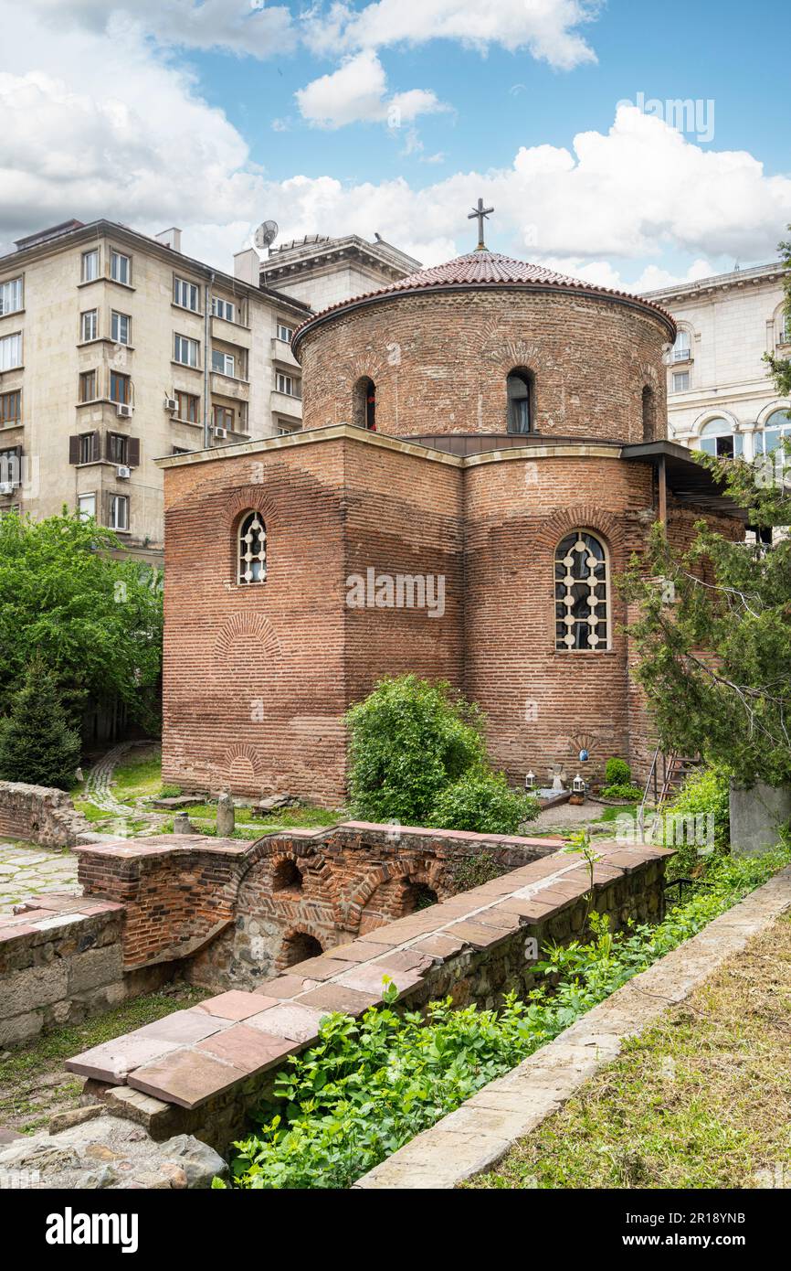 Sofia, Bulgaria. May 2023.  View of the church of St. George and the Historical and archaeological reserve Serdika - Sredets in the city center Stock Photo