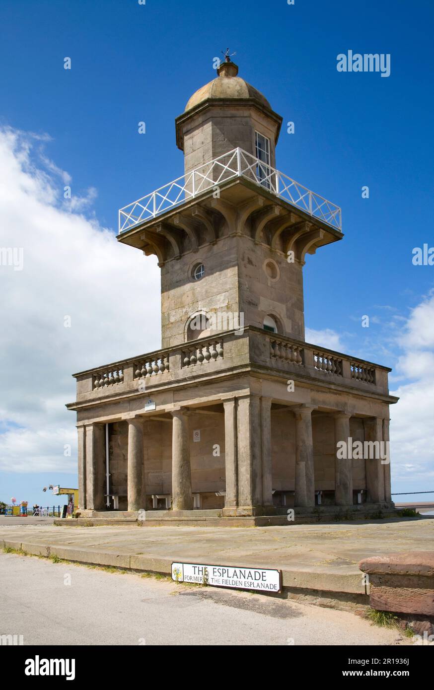 One of the three lighthouses at Fleetwood on the Lancashire coast. Stock Photo