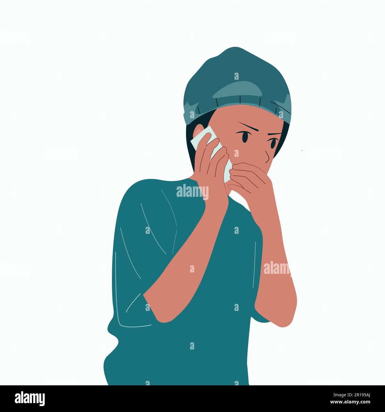 The guy is talking on the phone.negative emotions. Stock Vector