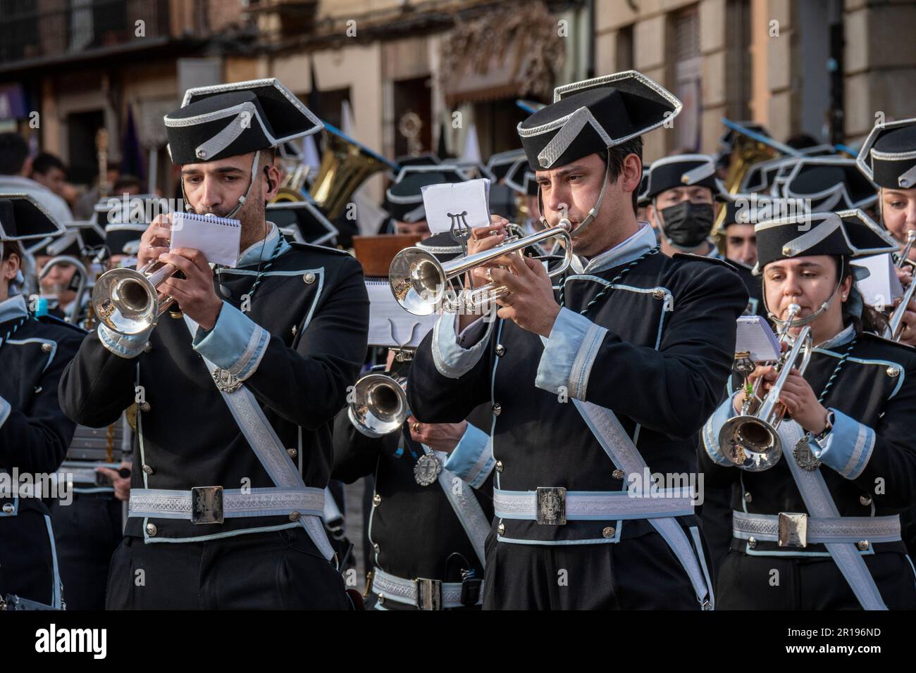 Members of the Band of Bugles and Drums of Cristo de la Victoria during ...