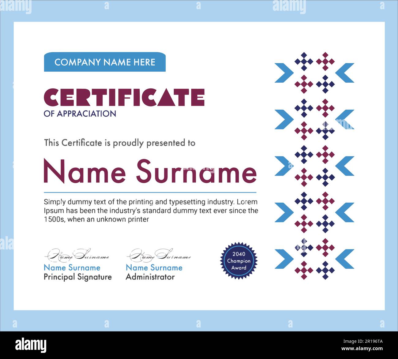 professional award certificate template abstract design Stock Vector