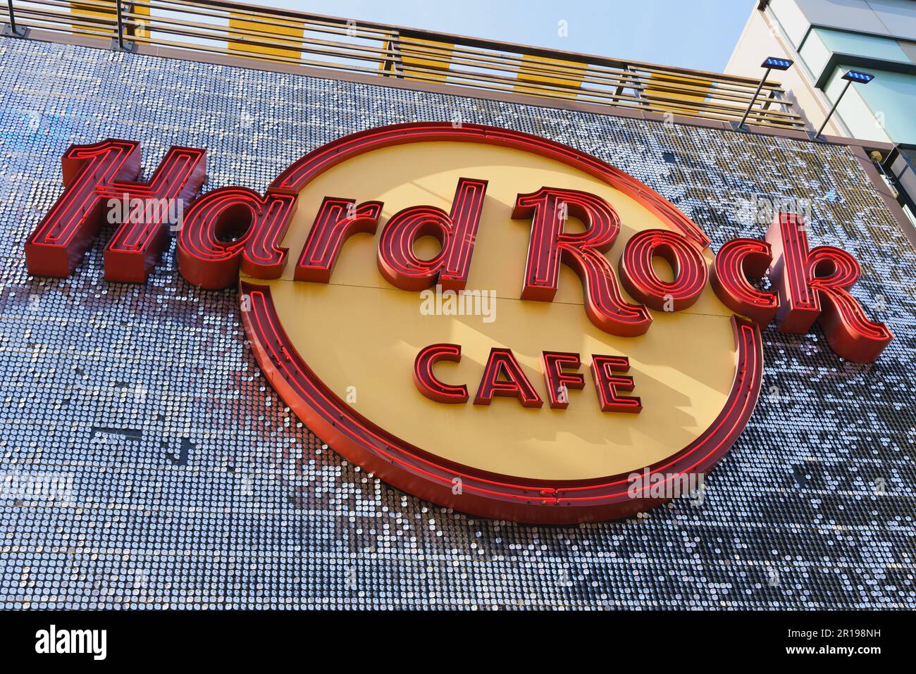 Hard Rock Cafe Hollywood. British-American multinational theme restaurant on Hollywood Boulevard in Los Angeles, USA. Stock Photo