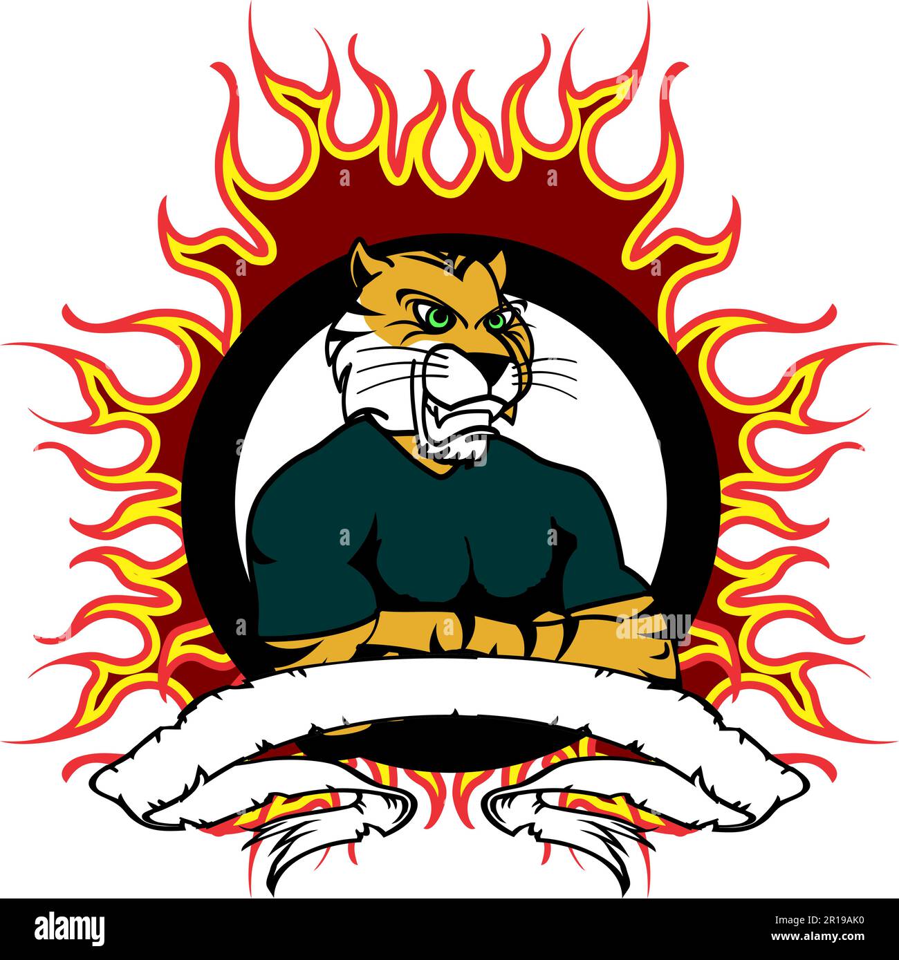 muscle tiger insignia crest shield sticker illustration in vector format Stock Vector