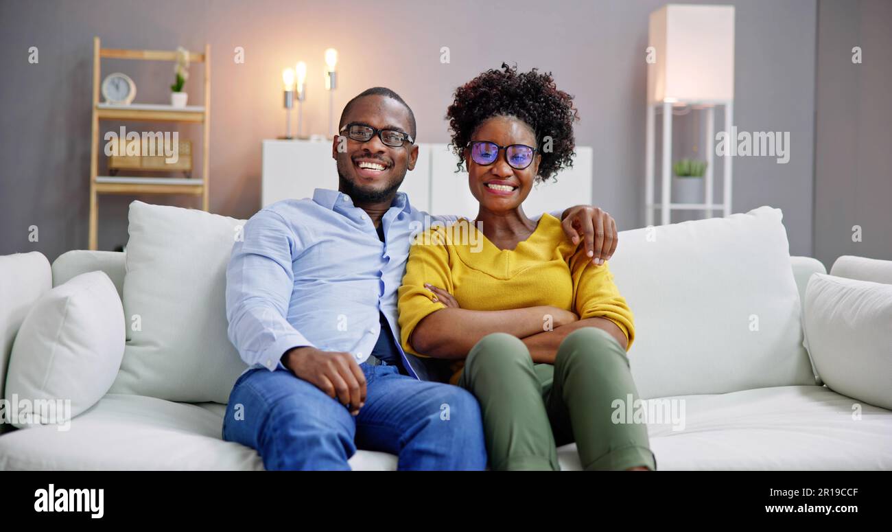 Portrait Of An Happy African Young Couple With Eyeglasses Stock Photo