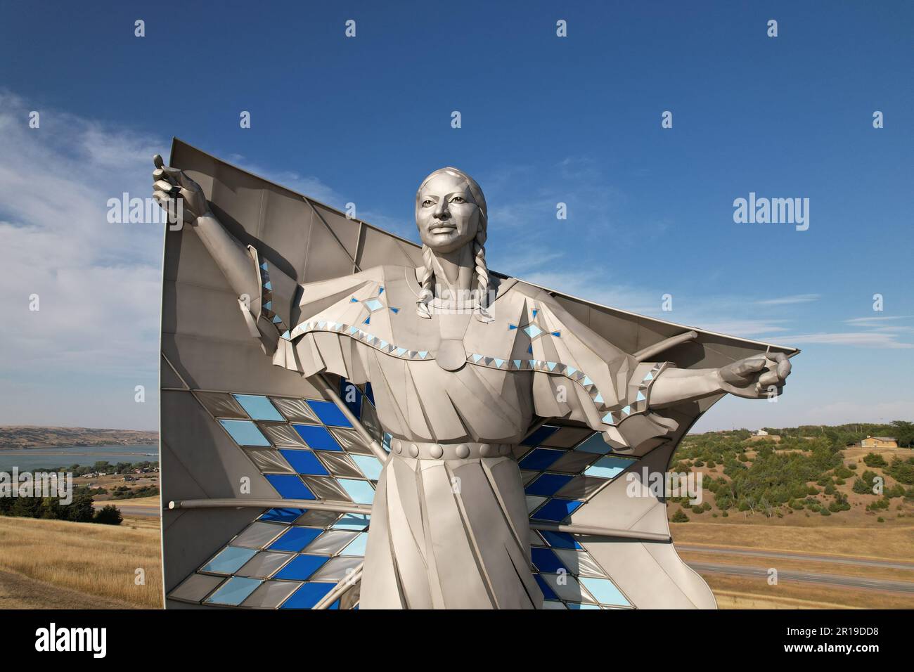A close up of the Dignity Sculpture in Chamberlain, South Dakota Stock