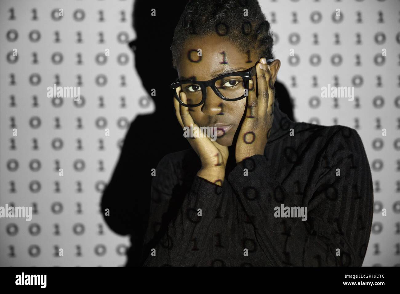 Young black woman with cyber security problems Stock Photo