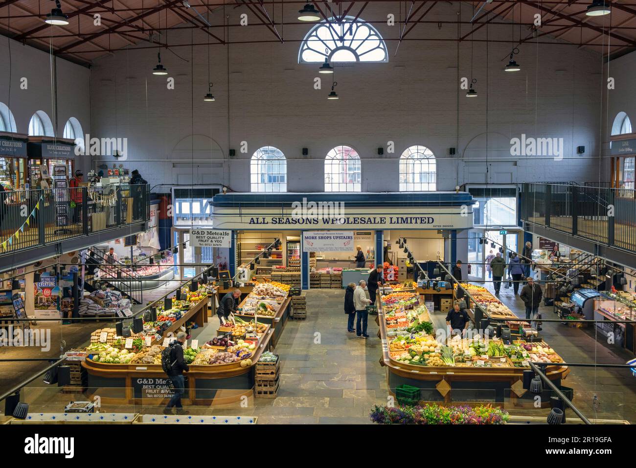 Inside the Market Hall, Scarborough, North Yorkshire Stock Photo