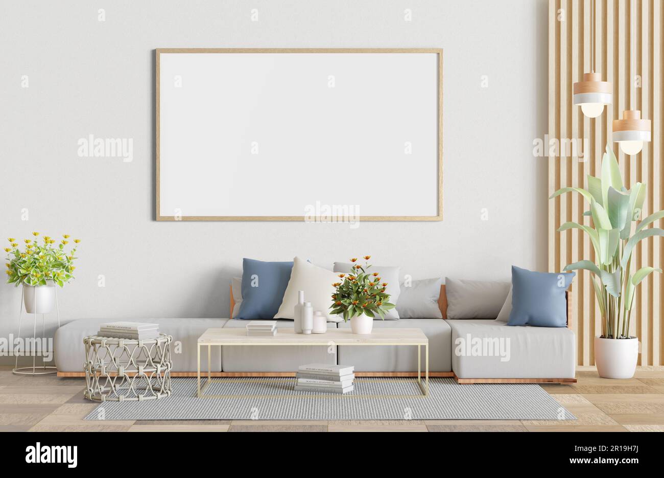 Frame on semi realistic living room Stock Photo - Alamy