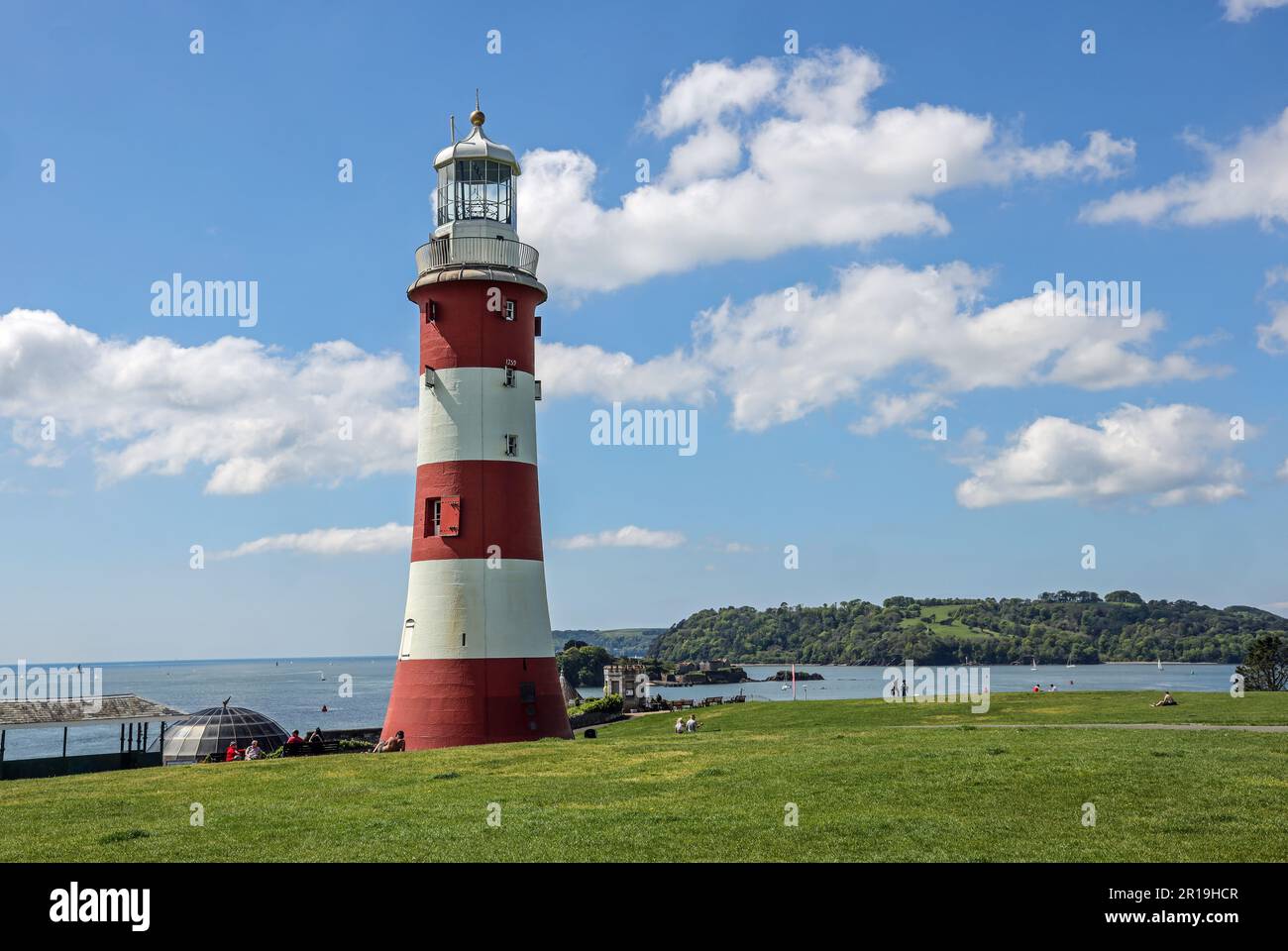 Smeatons Tower on Plymouth Hoe. Looking striking set against Plymouth ...