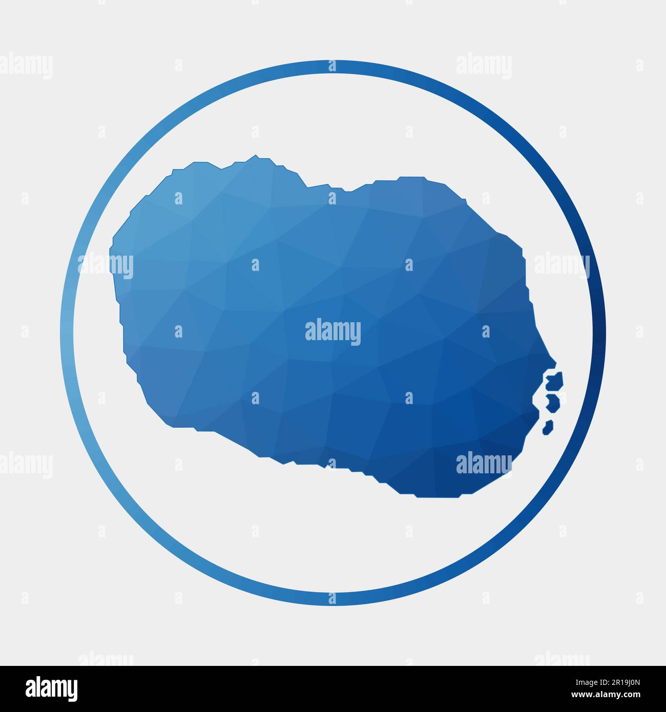 Cook Islands icon. Polygonal map of the island in gradient ring. Round ...