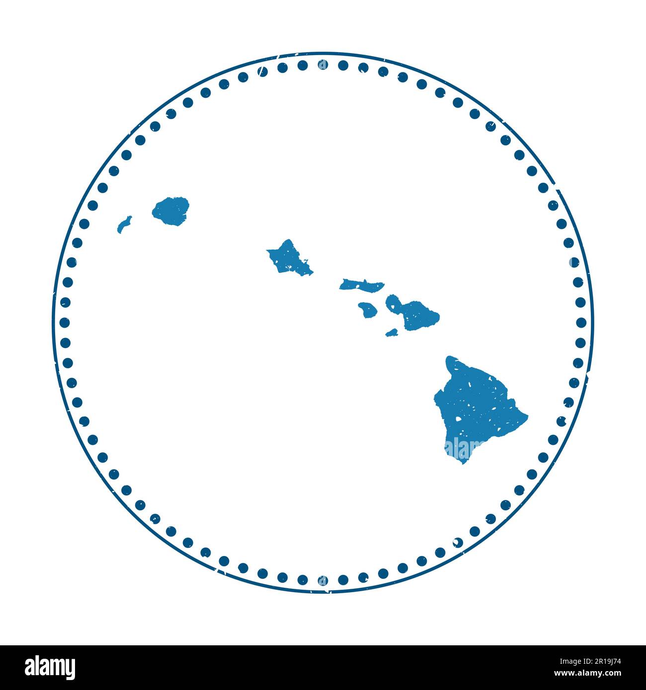 Hawaii sticker. Travel rubber stamp with map of island, vector