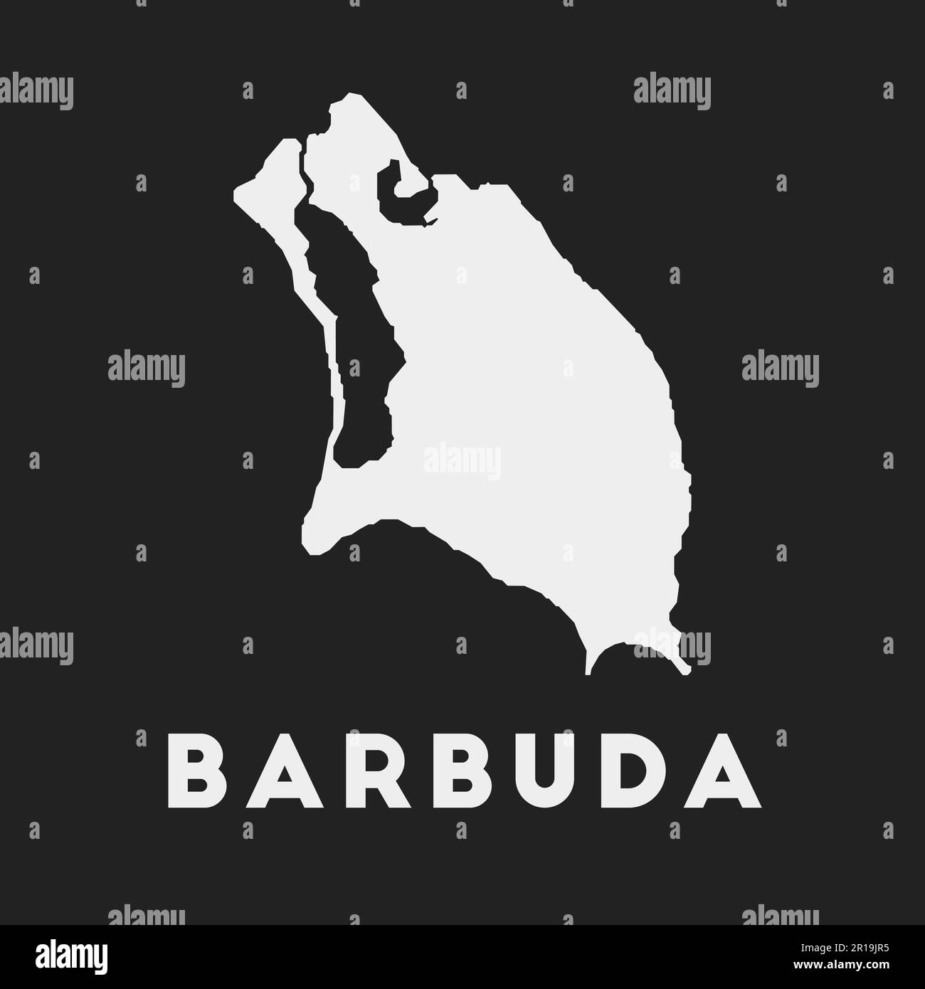 Barbuda icon. Island map on dark background. Stylish Barbuda map with island name. Vector