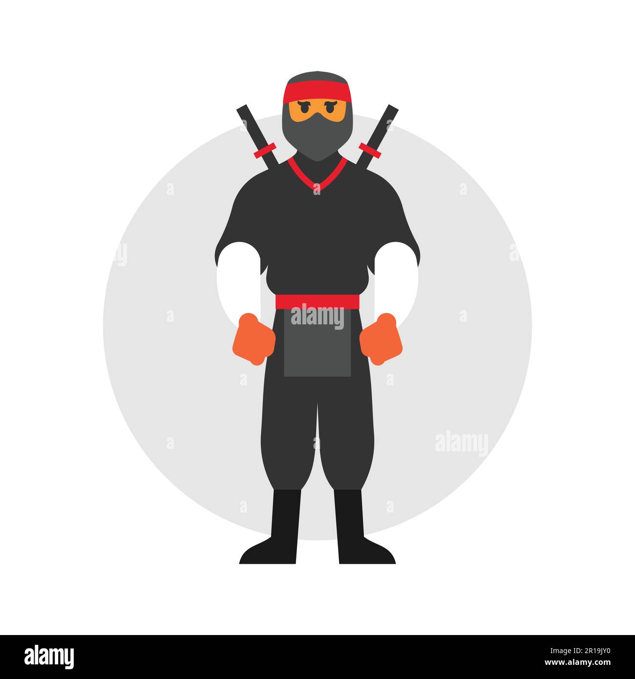 Ninja warrior flat icon. Vector illustration of ninja warrior in flat style. Stock Vector