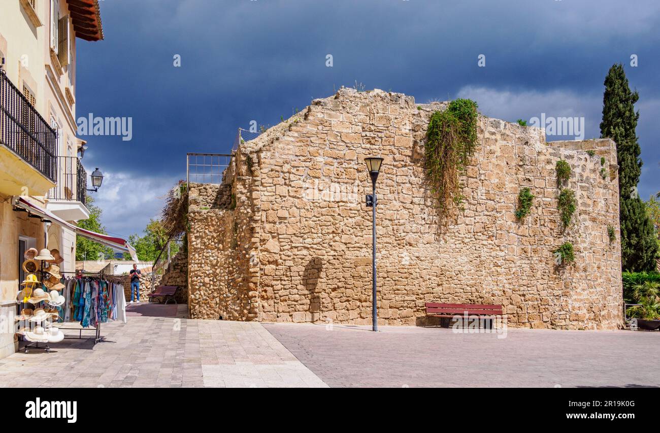 Streets of Alcudia a walled town on the north-east coast of Majorca Spain Stock Photo