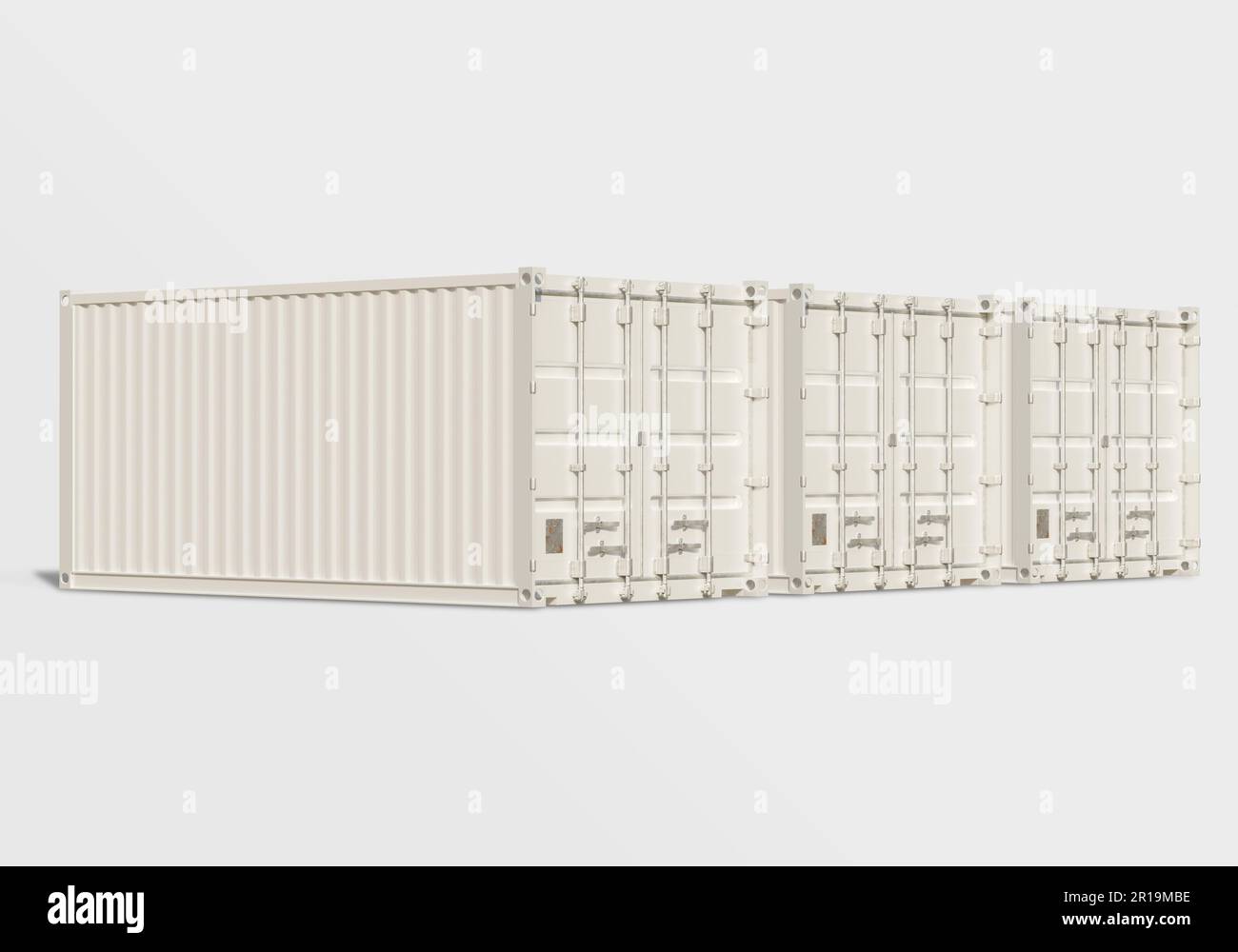 Shipping container white color Stock Photo - Alamy