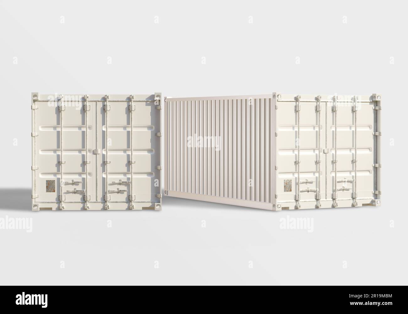 Shipping container white color Stock Photo - Alamy