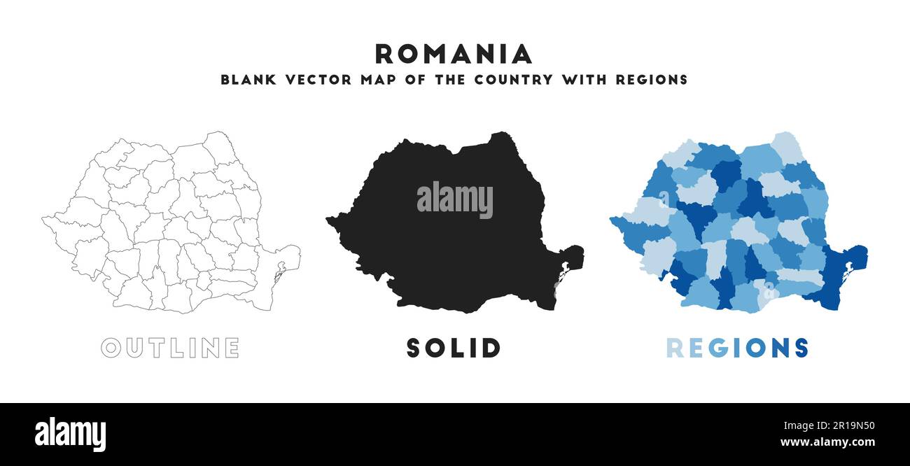 Romania map. Borders of Romania for your infographic. Vector country shape. Vector illustration. Stock Vector