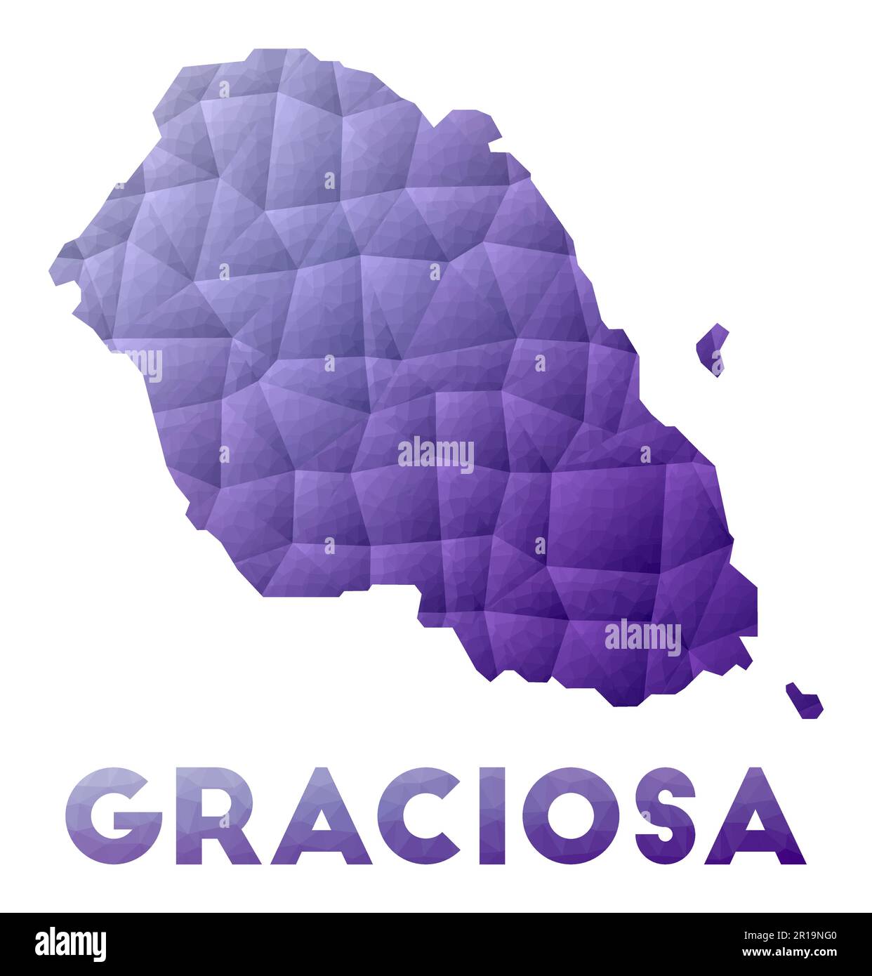 Map of Graciosa. Low poly illustration of the island. Purple geometric ...