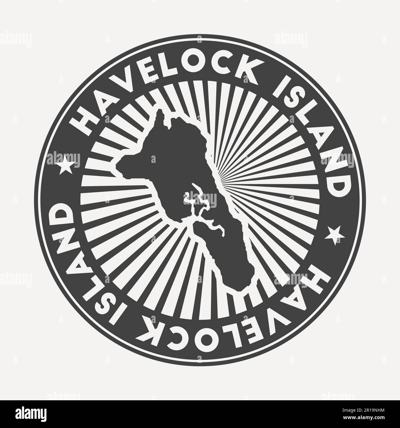 Havelock Island round logo. Vintage travel badge with the circular name