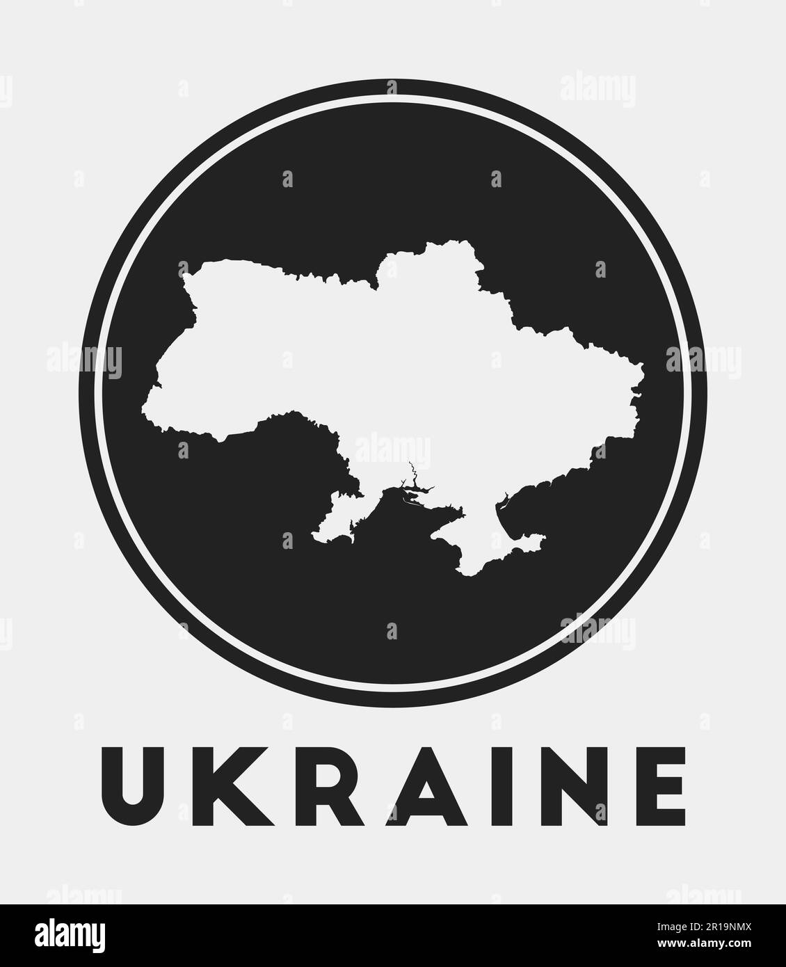 Ukraine icon. Round logo with country map and title. Stylish Ukraine