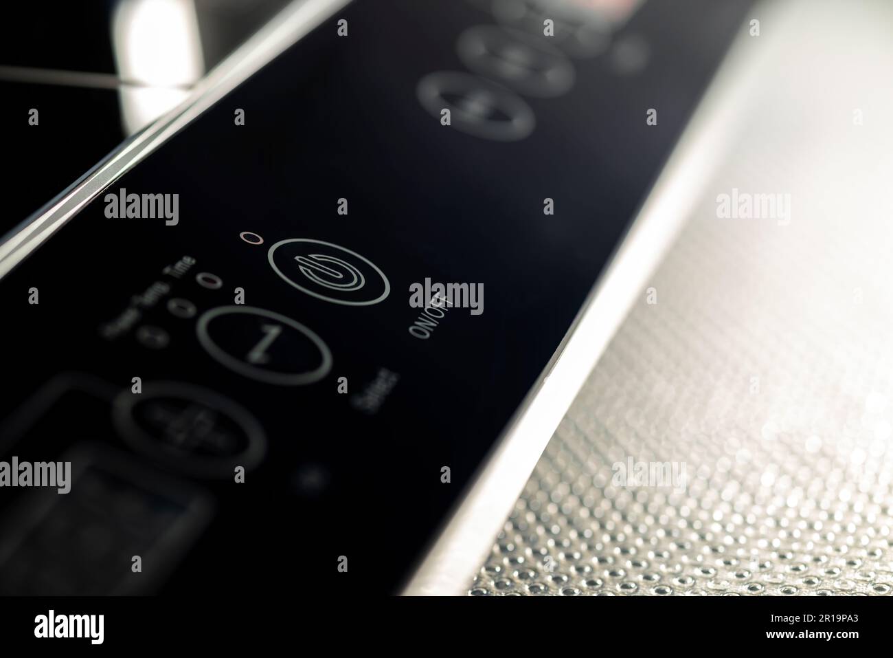 Switch button on off with symbol on dark background Stock Photo - Alamy