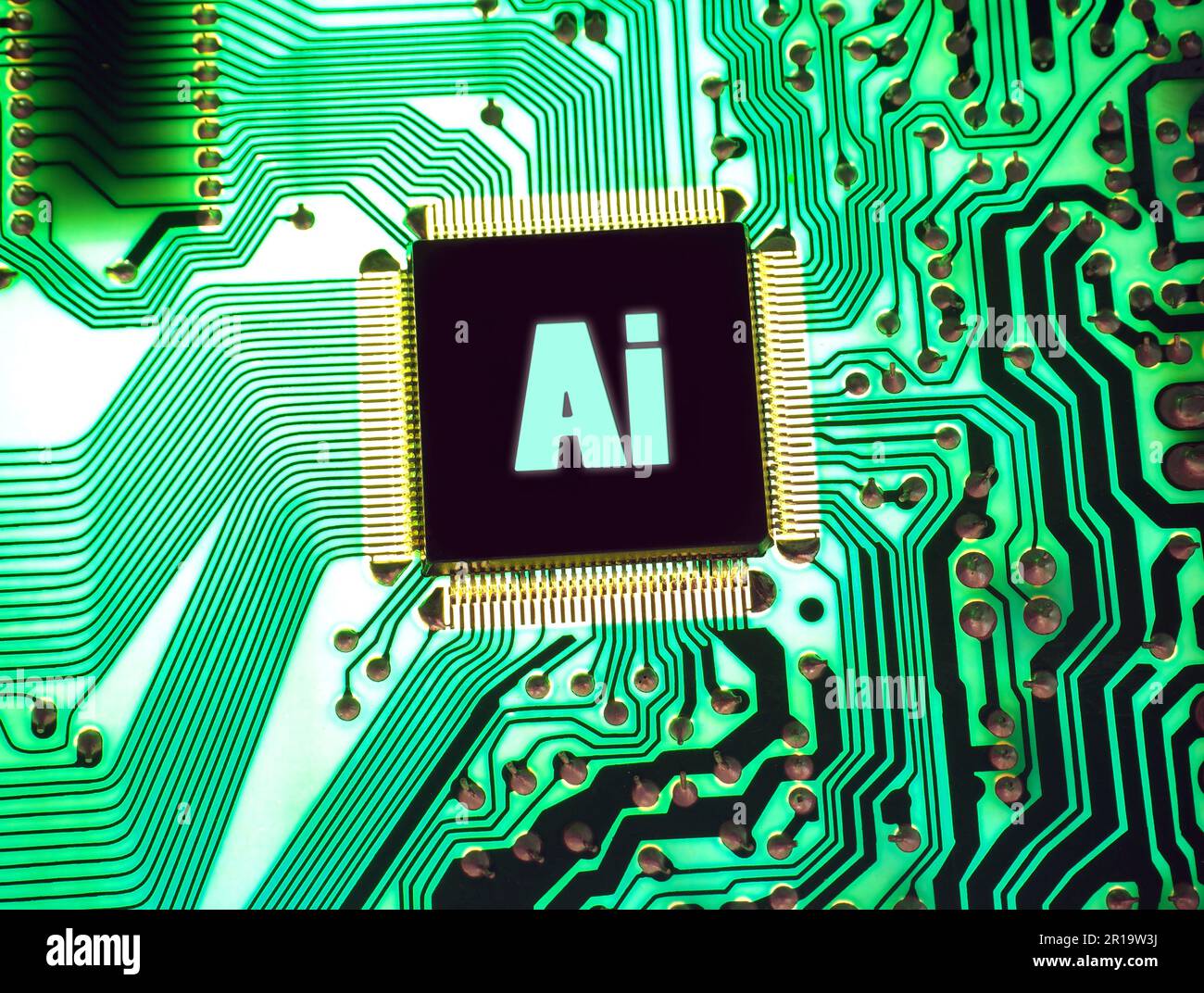 AI technology background. Computer chips Artificial Intelligence concept. Stock Photo