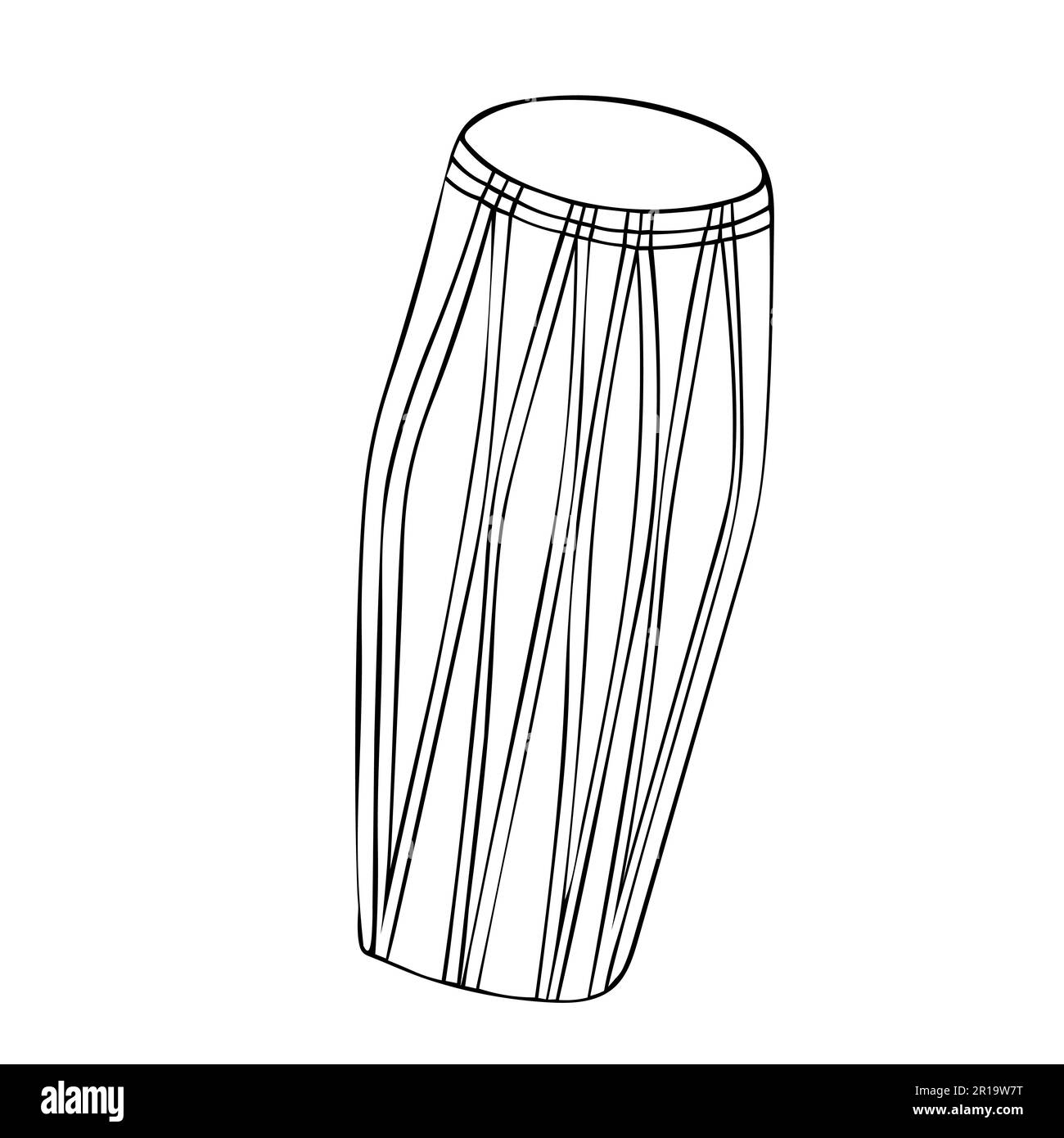 Vector illustration of mrdanga indian two-sided drum khol played with palms and fingers of both hands. Stock Vector