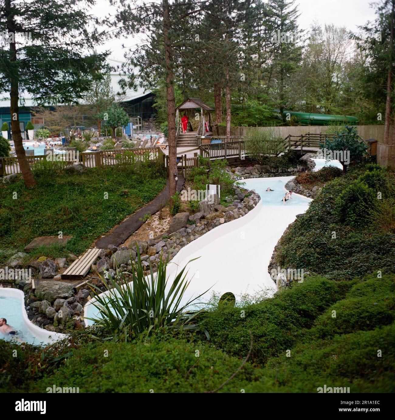 Outdoor swimming pool and rapids at Center Parcs, Longleat, Wiltshire