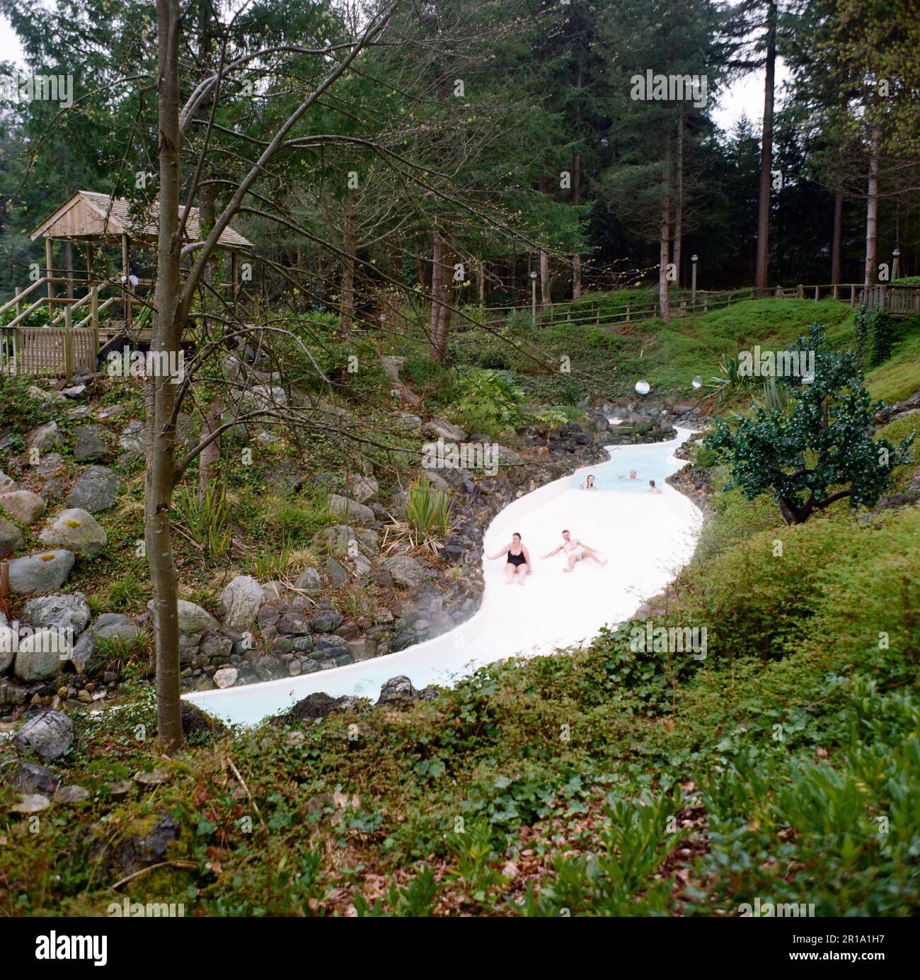 Outdoor swimming pool and rapids at Center Parcs, Longleat, Wiltshire