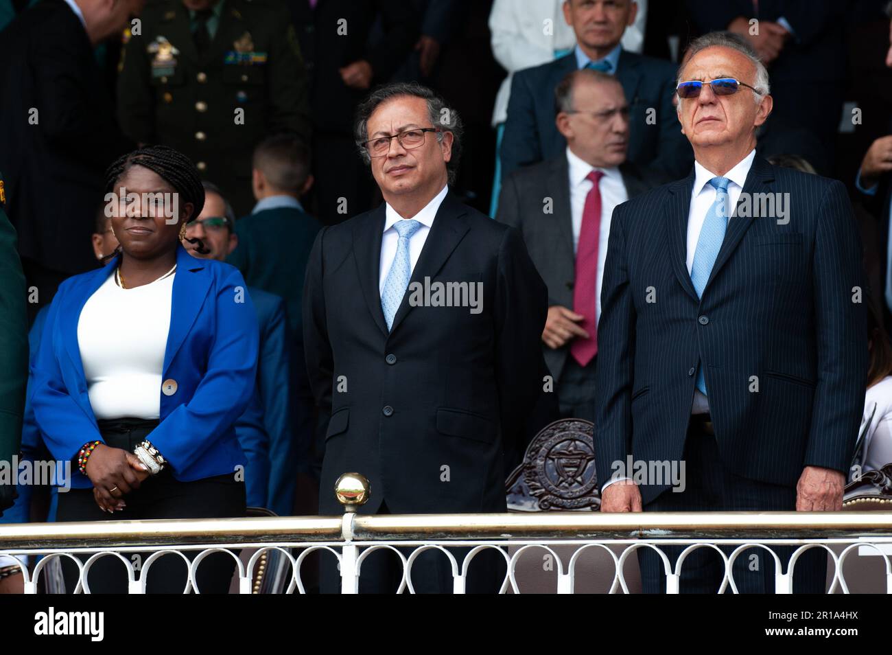 (Left to right) Colombian vice-president Francia Marquez, Colombian President Gustavo Petro and Colombia's minister of defense Ivan Velasquez during t Stock Photo