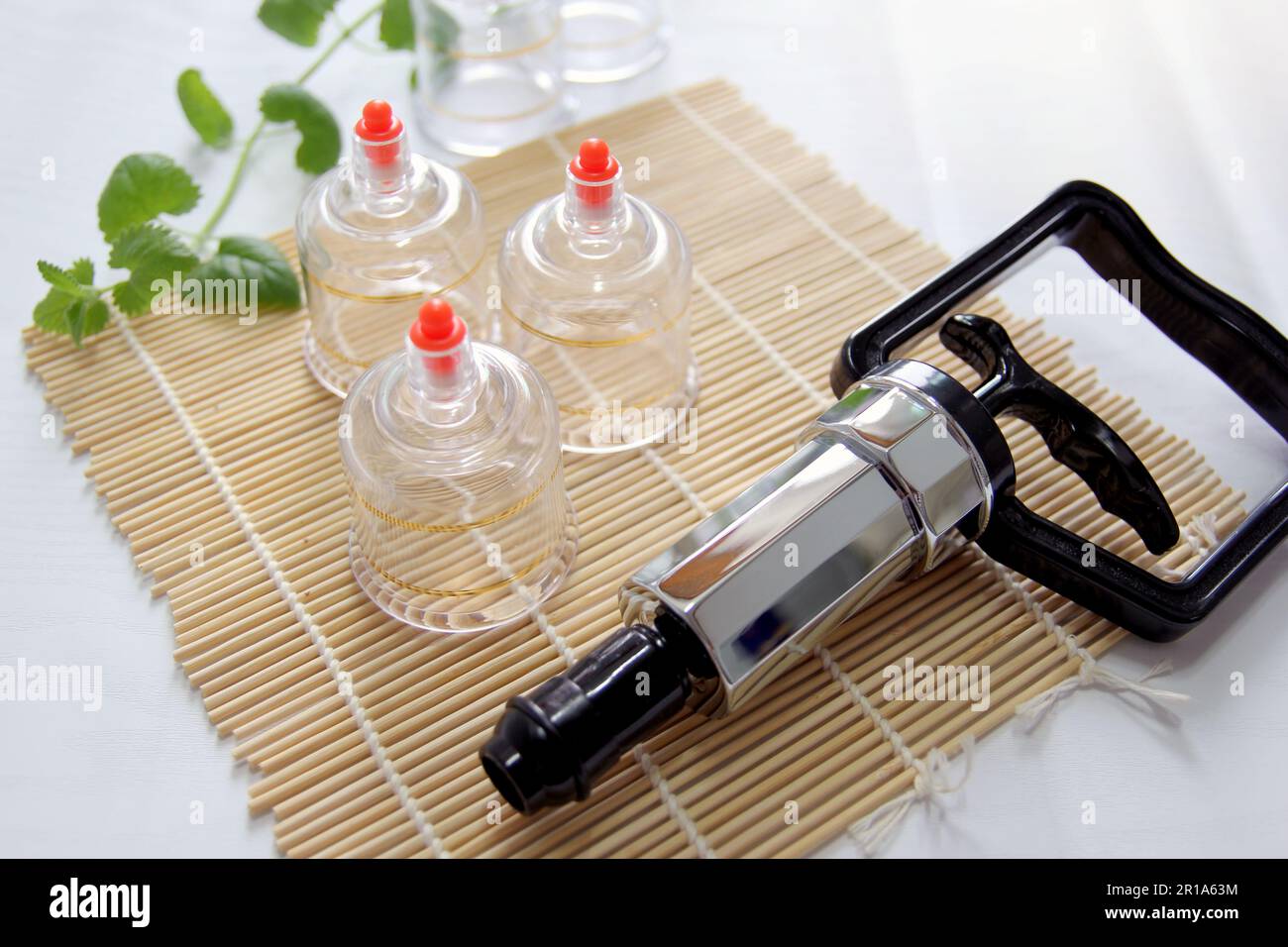 Concept image of cupping and medicine, a traditional oriental medicine