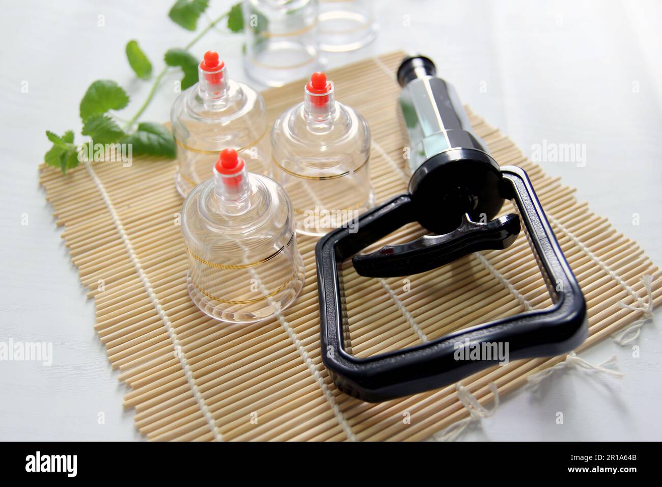 Concept image of cupping and medicine, a traditional oriental medicine