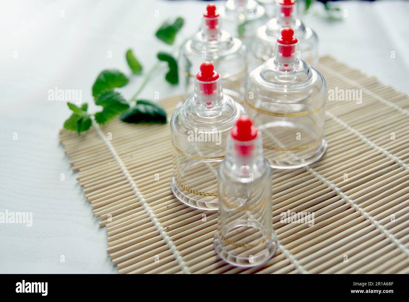 Concept image of cupping and medicine, a traditional oriental medicine