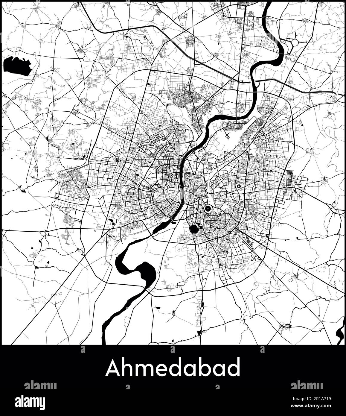 City Map Asia India Ahmedabad vector illustration Stock Vector