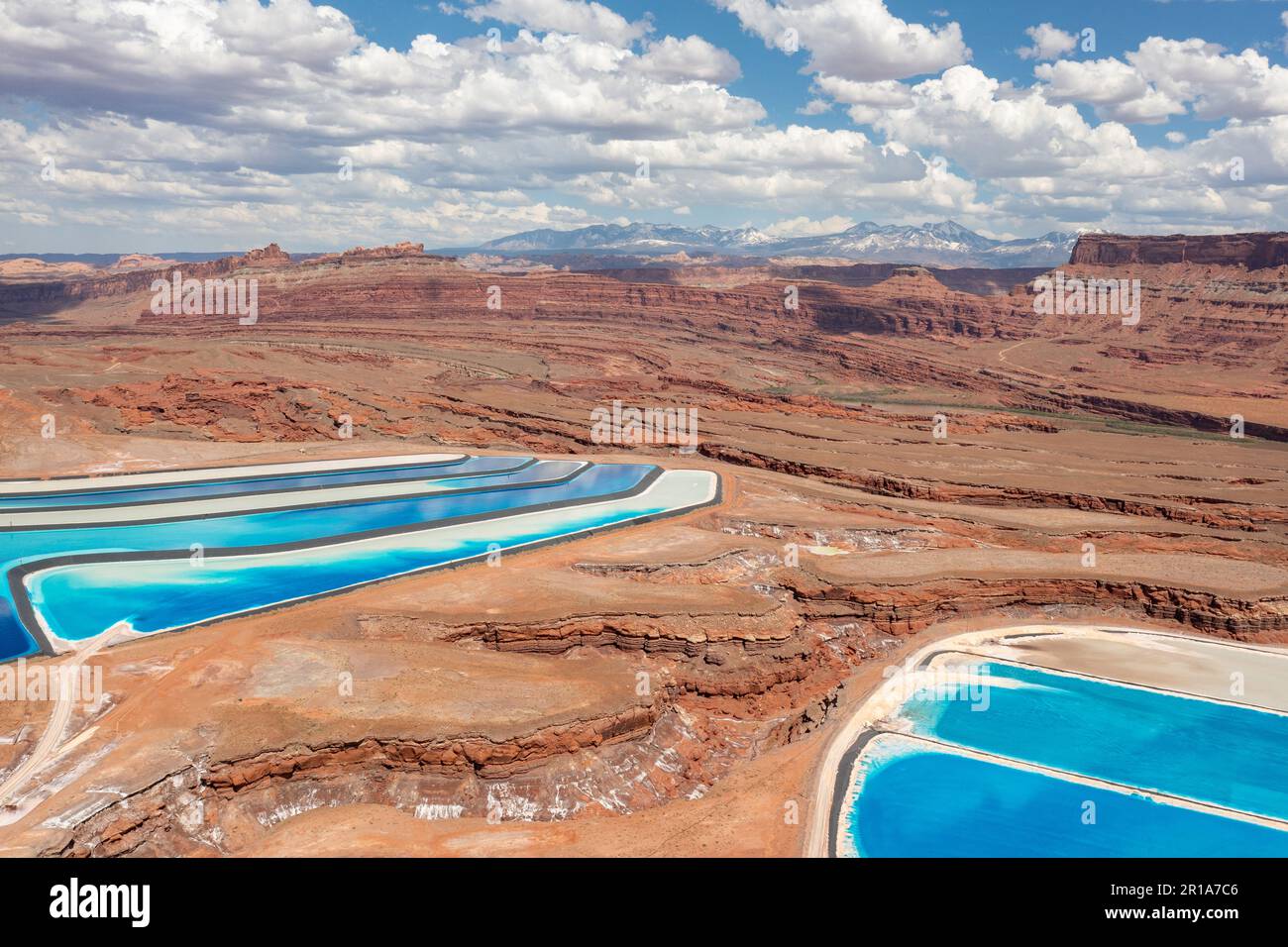 Evaporation ponds at a potash mine using a solution mining method for
